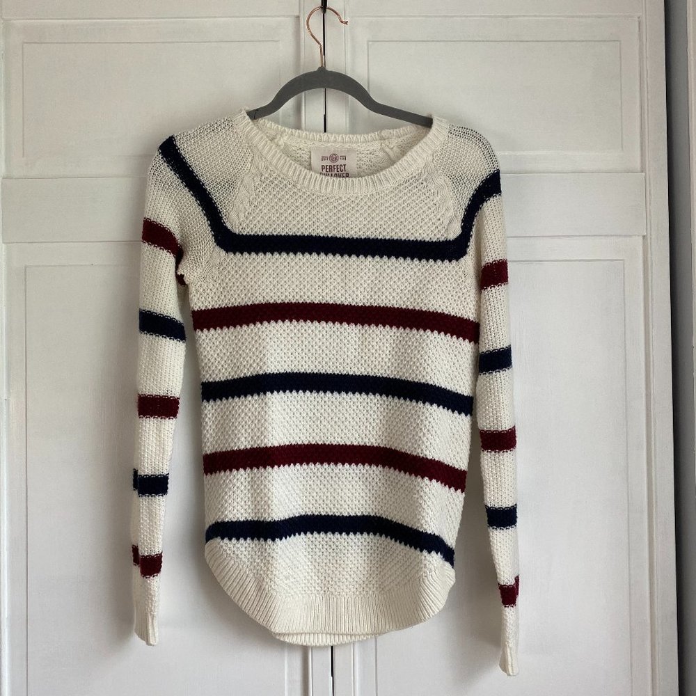 XS Striped Knit Pullover Sweater